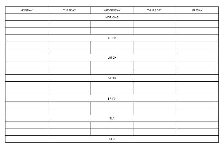 Blank Timetable Grid